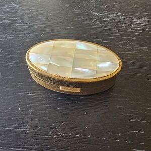 Mother of Pearl Vintage Max Factor Oval Lipstick Case